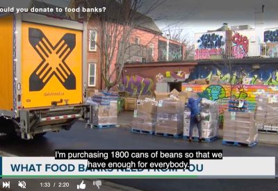 Daily bread food bank truck parked in front of Fort York Food Bank